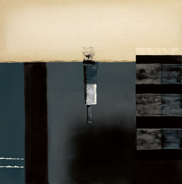 Brad Carter, MIDNIGHT BLUES I (Malerei, Abstrakte Kunst, modern, Farbfelder, Farbflächen,  Büro, Wohnzimmer, Modern, Wunschgröße, blau / beige / grau)