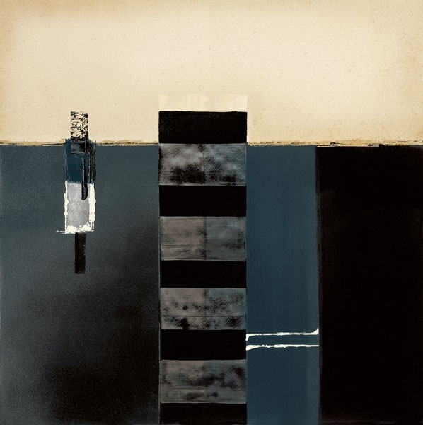 Brad Carter, MIDNIGHT BLUES III (Malerei, Abstrakte Kunst, modern, Farbfelder, Farbflächen,  Büro, Wohnzimmer, Modern, Wunschgröße, blau / beige / grau)