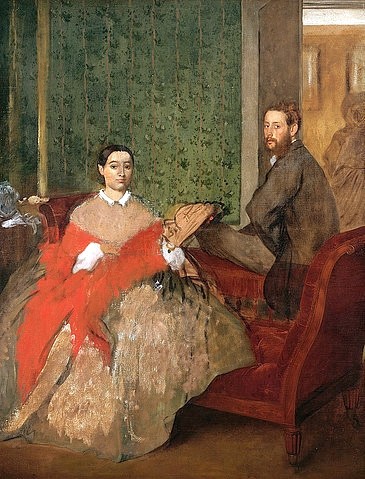 Edgar Degas, Edmondo undThérèse Morbilli. Ca. 1865. (Degas,Edgar,1834-1917,Washington,National Gallery,Öl auf Leinwand,19. Jahrhundert,Impressionismus,französischer,© Copyright Artokoloro Quint Lox Limited,© Copyright Artokoloro Quint Lox Limited,Copyright Artokoloro,porträt,ehepaar,mann,frau,zimmer,interie)