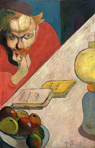 Paul Gauguin, Porträt von Jacob Meyer de Haan. 1889 (New York,Museum of Modern Art,Gauguin,Paul,1848-1903,Öl auf Holz,19. Jahrhundert,Portrait,Post-Impressionismus,Paul Gauguin,holländisch Maler Jacob Meyer de Haan,Denkerpose nachdenklich Philosophie,John Milton, Paradise Lost, Thomas Carlyle, Sartor Resart)