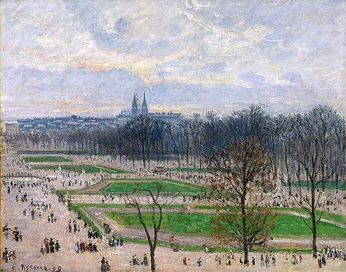Camille Pissarro, Jardin des Tuileries an einem Winternachmittag. 1899 (Paris, Stadt, Garten, Park, Spaziergänger, Winter, Jahreszeit, Menschen, Alltagsszene, Frankreich, Impressionismus, Klassische Moderne, Wohnzimmer, Wunschgröße)