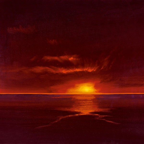 Spencer Lee, TROPISCHER SONNENUNTERGANG I (Meeresbrise, Meer, Sonnenuntergang, Horizont,  Wohnzimmer, Treppenhaus, Malerei, Wunschgröße, rot)