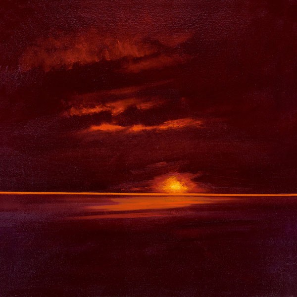 Spencer Lee, TROPISCHER SONNENUNTERGANG II (Meeresbrise, Meer, Sonnenuntergang, Horizont,  Wohnzimmer, Treppenhaus, Malerei, Wunschgröße, rot)