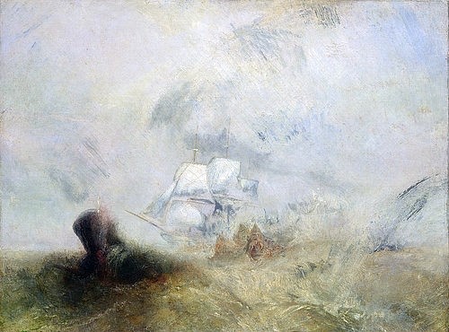 Joseph Mallord William Turner, Walfänger. Um 1845 (Romantik,englische,19. Jahrhundert,Öl auf Leinwand,New York,Metropolitan Museum,1775-1851,Turner,Joseph Mallord William,Joseph Mallord William Turner Waltran Walöl,Öl,Tran Walfang Wal Jagd atmosphärisch Atmosphäre Segelschiff)