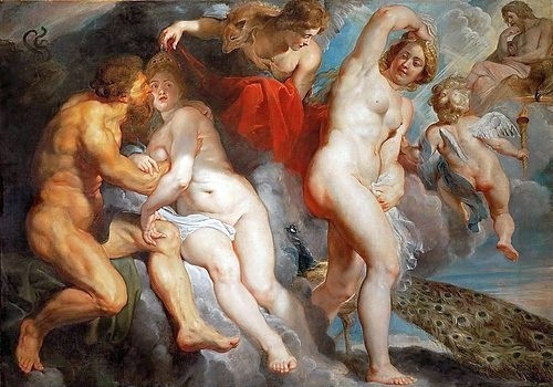 Peter Paul Rubens, Ixion und Nephele. 1615. (Mythologie, Aktmalerei, Erotik, Barock, Klassiker, Malerei,  Treppenhaus, Wohnzimmer, Wunschgröße, bunt)