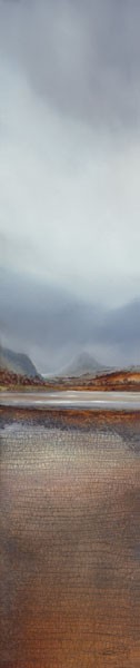 Peter Dworok, THE PASSING STORM (Landschaften,  Berge, Gebirge, Wolken, Dunst, Nebel, Unwetter,  Malerei, Wohnzimmer, Treppenhaus, Wunschgröße, bunt)