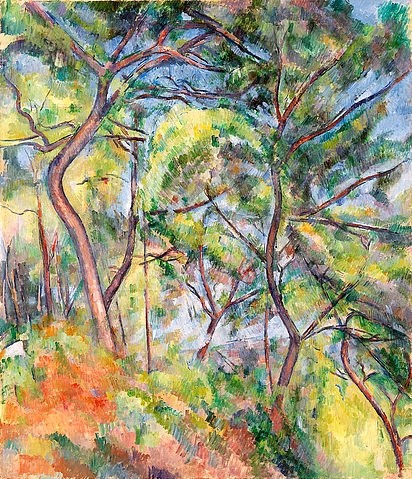 Paul Cézanne, Sous-Bois. Um 1894 (Landschaft, Wald, Bäume, Äste, Natur, Klassiker, Impressionismus, Wunschgröße, Wohnzimmer)