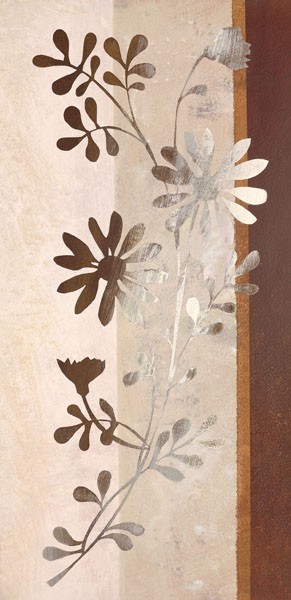 Verbeek & Van den Broek, FLORAL CONCERTO II (Wunschgröße, Malerei, modern, abstrakte Malerei, Farbflächen,   Zweig, Blüten, filigran, Wohnzimmer, Treppenhaus, Schlafzimmer, braun/beige)