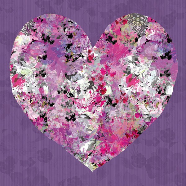 Sally Scaffardi, HEART (Herz, Liebe, Inspiration, Blumen, Floral, Blüten, Wohnzimmer, Schlafzimmer, Malerei, Wunschgröße, pink/bunt)