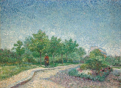 Vincent van Gogh, Square Saint-Pierre, Paris. 1887 (Gogh,Vincent van,1853-1890,Öl auf Leinwand,19. Jahrhundert,Post-Impressionismus,Y,Yale University Art Gallery,New Haven,CT,USA,Vincent van Gogh,Park Duktus Frau Spaziergängerin,Himmel Weg Blumenbeet Busch)