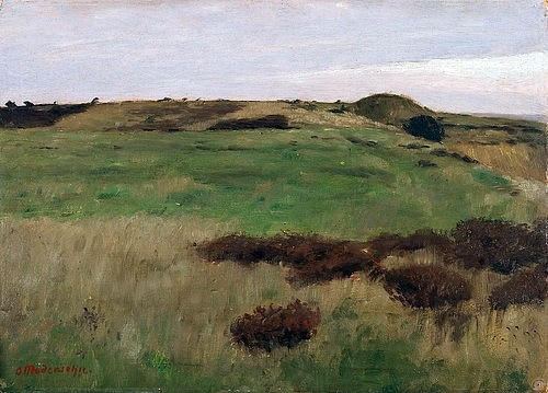 Otto Modersohn, Auf dem Weyerberg. Um 1900 (Hügel, Wiesen, Natur, Horizont, Einsamkeit, Landschaft, Landschaftsmalerei,  Künstlerkolonie Worpswede, Klassische Moderne,   Wohnzimmer, Treppenhaus, Wunschgröße)