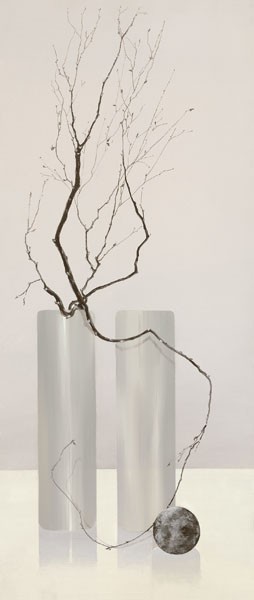 Alice Wonder, SLENDER TWIGS IV (Blumen, Vasen, Zweige, Esszimmer, Wohnzimmer, Stillleben, modern, reduziert, kühl, Wunschgröße, grau/weiß,)