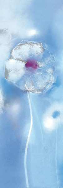 Marilyn Robertson, HIMALAYAN BLUE I (Malerei,  Blume, Blüte, zart, filigran, modern, dekorativ, Wunschgröße, Schlafzimmer, Treppenhaus, Wohnzimmer, blass/pastell)