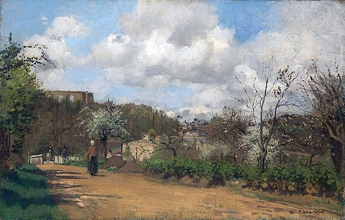 Camille Pissarro, Blick von Louveciennes. 1869-70 (Impressionismus,französischer,? Fine Art Images,19. Jahrhundert,Öl auf Leinwand,1830-1903,Pissarro,Camille,London,National Gallery,Camille Pissarro,Frankreich Straße Dorf Dorfstraße Voisin Überreste Marly Aquädukt malerisch)