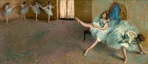 Edgar Degas, Vor dem Ballett. 1890/92 (Degas,Edgar,1834-1917,Washington,National Gallery,Öl auf Leinwand,19. Jahrhundert,Impressionismus,französischer,Washington,DC,Edgar Degas,Tanz Tänzerin Tänzerinnen, Ballett Balletttänzerin Ballerina Ballerinas üben proben sich aufwärmen Probe Ballettsaal)