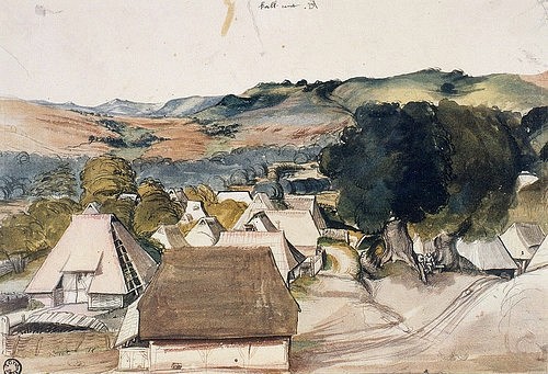 Albrecht Dürer, Ansicht vom Dorf Kalchreuth. Um 1495-1500 (Dürer,Albrecht,1471-1528,16. Jahrhundert,Kunsthalle Bremen,28195 Bremen,Aquarell und Deckfarben,Kunsthalle Bremen - Der Kunstverein in Bremen. Kupferstichkabinett,Vermächtnis Senator Hieronymus Klugkist 1851,Kriegsverlust,Albrecht Dürer,Kriegsverlust)