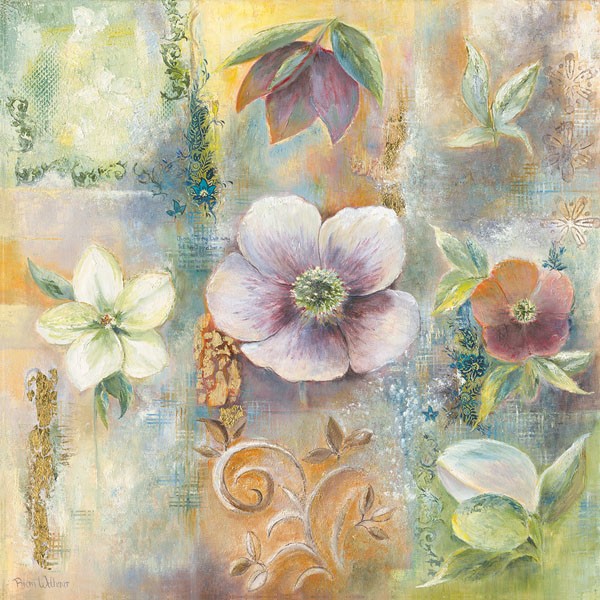 Rian Withaar, BEAUTY I (Blumen, Blüten, Pflanzen, modern, zeitgenössisch, Treppenhaus, Wohnzimmer, Wunschgröße, Malerei, bunt)