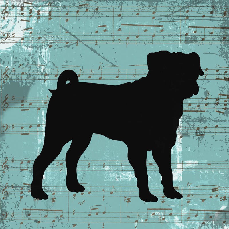 Taylor Greene, DOG I (Notenblatt, Hund, Silhouette, modern, Grafik, Wunschgröße, Wohnzimmer, Jugendzimmer, blau/schwarz)
