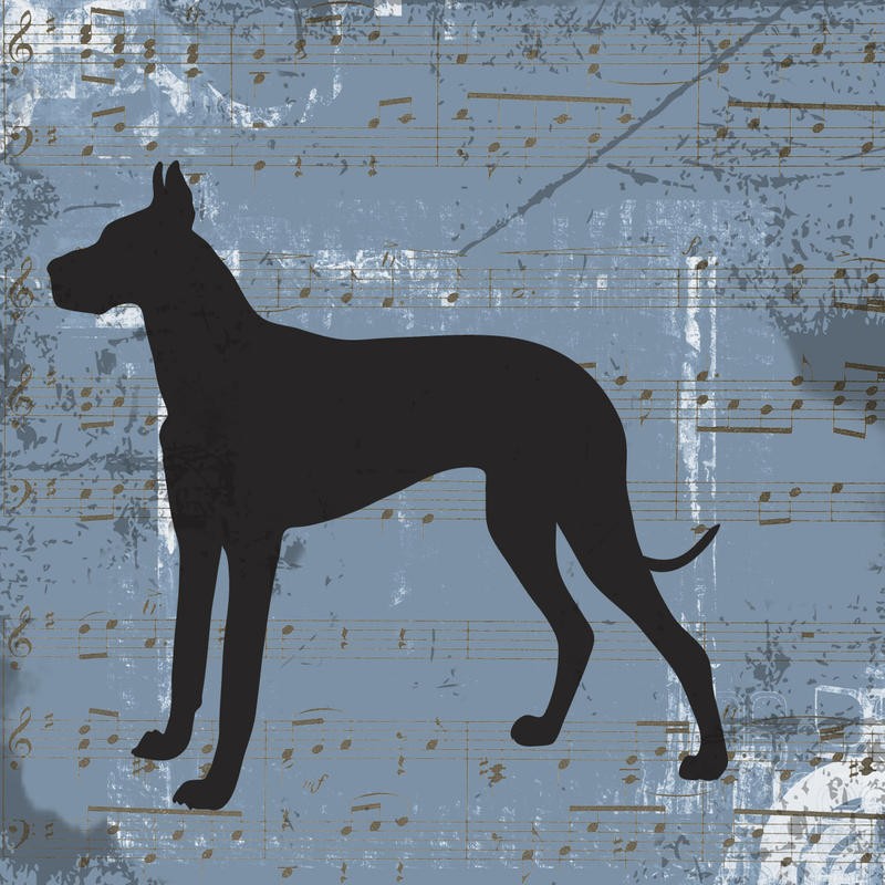 Taylor Greene, DOG IV (Notenblatt, Hund, Dogge, Silhouette, modern, Grafik, Wunschgröße, Wohnzimmer, Jugendzimmer, grau/schwarz)