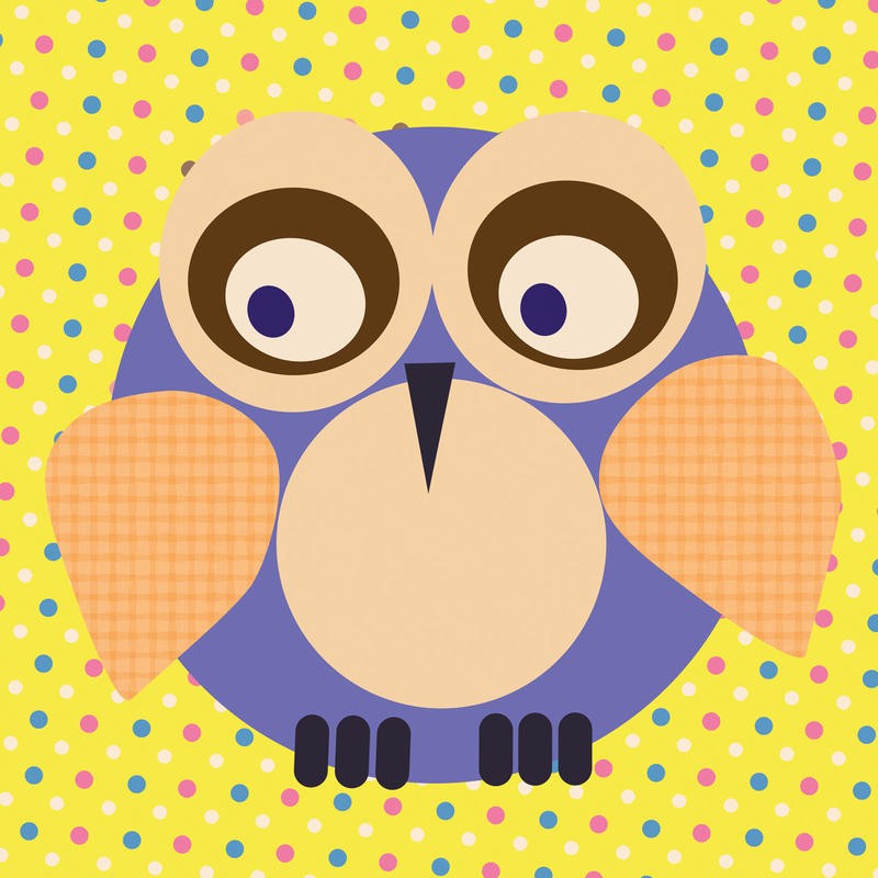 Lauren Gibbons, OWL ILLUSTRATION (Vogel, Eule, Grafik, naiv, plakativ, Treppenhaus, Kinderzimmer, Wunschgröße, bunt)