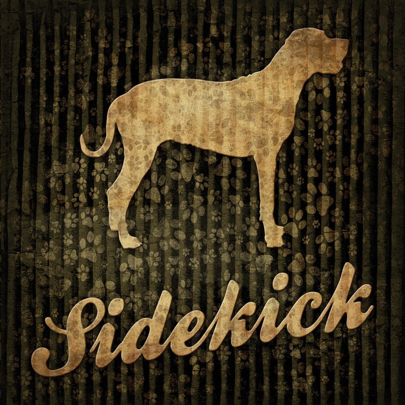 Jace Grey, SIDEKICK II (Hund, Dogge, Silhouette, Pfotenspuren, stilisiert, Grafik, Treppenhaus, Wohnzimmer, Wunschgröße, schwarz/gold)