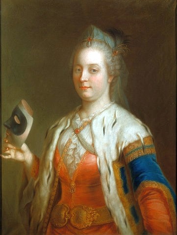 Jean-Étienne Liotard, Kaiserin Maria Theresia mit Maske. (Klassizismus, Portrait, Österreichische Kaiserin, Maria Theresia, Karneval, Maske, Wohnzimmer, Klassiker, Wunschgröße)