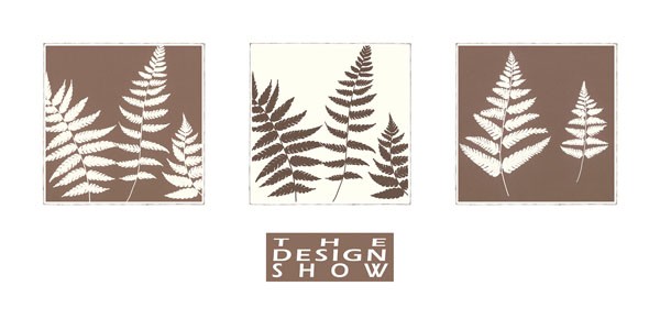 Design Show, MOCCA FERN I (Blätter, Farn, Pflanzen, Botanik, dekorativ, Triptychon, Wunschgröße, Wohnzimmer, Treppenhaus, beige/braun)