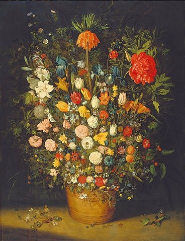 JAN BRUEGHEL DER ÄLTERE, Blumenstrauß. Nach 1607 (Stillleben, Blumen, Blumenvase, Frühlingsstrauß, üppig, Vanitas, Vergänglichkeit, Barock, Klassiker, Malerei, Wunschgröße, Wohnzimmer, bunt)