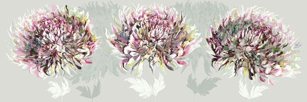 Sally Scaffardi, PINK ALLURE I (Blumen, Floral, Blüten, pinke Velockung, Wohnzimmer, Schlafzimmer, Malerei, Wunschgröße, bunt)
