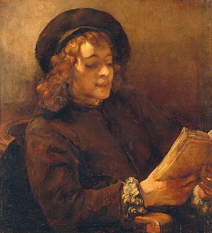 Rembrandt van Rijn, Titus van Rijn, der Sohn des Künstlers, lesend. Um 1656/57 (Rembrandt van Rijn,1606-1669,Wien,Kunsthistorisches Museum,Kind,Sohn,Lesen,Rembrandt van Rijn 1606-1669,Titus,Portrait)