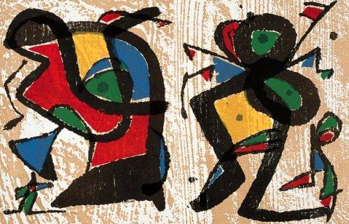 Miro Joan Engravings I (Holzdruck, unsigniert) (Surrealismus, Surreal, figurativ,  Muster, Ornamente,  Wohnzimmer, Treppenhaus, Büro, bunt, Klassische Moderne)