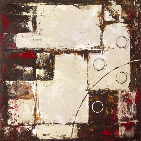 David Sedalia, CIRCLES ON BROWN-BEIGE II (Zeitgenössisch, Abstrakt, Abstrakte Malerei, Farbfelder, geometrische Muster, Kreise Rechtecke, Wohnzimmer, Büro, Business, Wunschgröße, braun/beige)