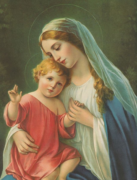 Anonym, MADONNA (Malerei, Madonna, Maria,  Christuskind,Mutter/Kind, Mutterliebe, Zärtlich, religiös, Christlich, spirituell, Wohnzimmer, Schlafzimmer, Wunschgröße, bunt)