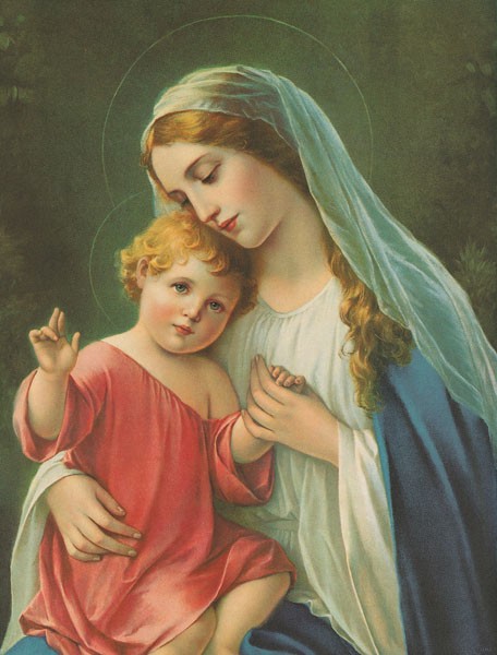 Anonym, MADONNA (Malerei, Madonna, Maria,  Christuskind,Mutter/Kind, Mutterliebe, Zärtlich, religiös, Christlich, spirituell, Wohnzimmer, Schlafzimmer, Wunschgröße, bunt)