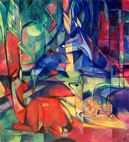 Franz Marc, Rehe im Walde II. 1914. (Marc,Franz,1880-1916,Karlsruhe,Staatliche Kunsthalle,Wildtiere,Marc, Franz Marc,Wald,Tier,Reh)