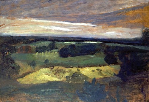 Paula Modersohn-Becker, Blick vom Weyerberg. (Modersohn-Becker,Paula,1876-1907,Stade,Sammlung B.Kaufmann,Öl/Pappe,Niedersachsen,Modersohn-Becker, Paula 1876-1907)
