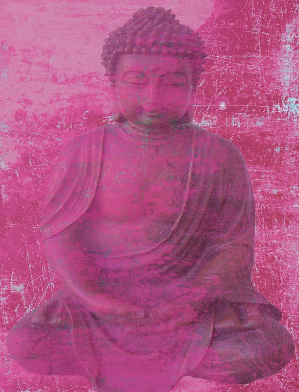 Sheldon Lewis, MEDITATE I (Buddha, Buddismus, Religion, Skulptur, modern, Grafik, Wunschgröße, Jugendzimmer, Wohnzimmer, pink)