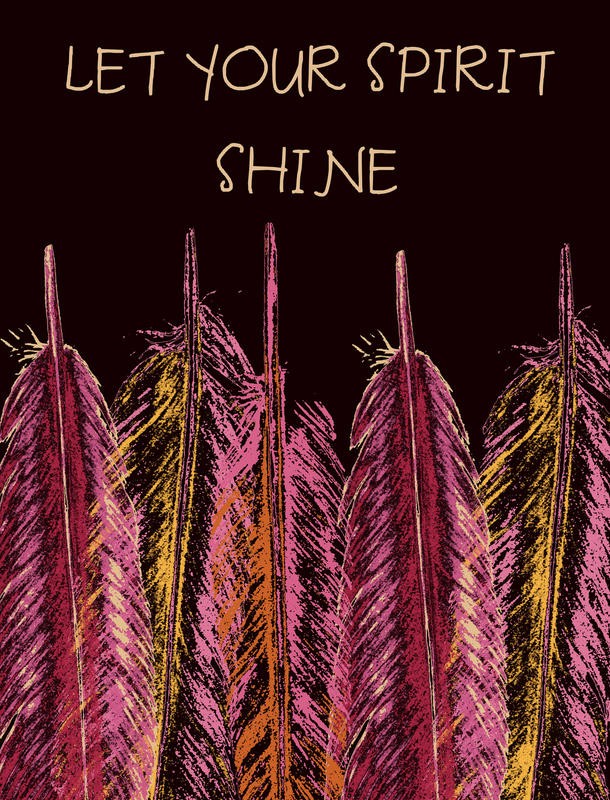 Sheldon Lewis, SPIRIT SHINE II (Federn, Pop Art, Inspiration, Motivation, modern, Leuchtfarben, Jugendzimmer, Wohnzimmer, Treppenhaus, Grafik, Wunschgröße, pink/bunt)
