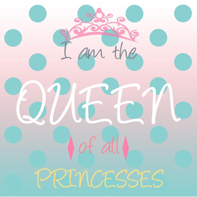 Sheldon Lewis, PRINCESS QUEEN I (Königin, Prinzessin, Inspiration, Kalligrafie, Mädchenzimmer, Kinderzimmer, Wunschgröße, Grafik, rosa/hellblau)