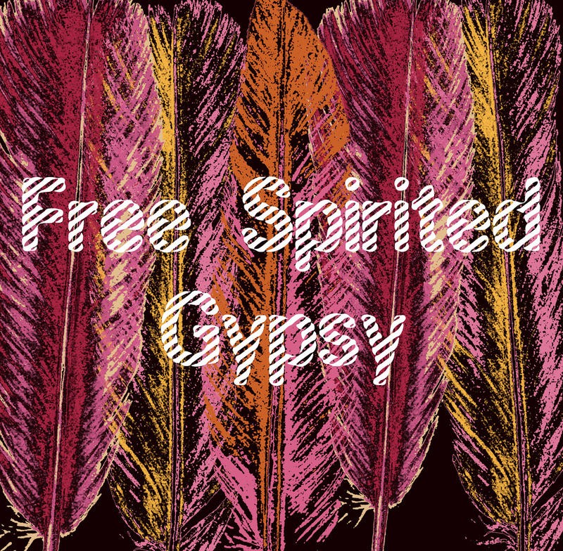 Sheldon Lewis, FREE SPIRITED GYPSY (Federn, Pop Art, Inspiration, Motivation, modern, Leuchtfarben, Freigeist, Jugendzimmer, Wohnzimmer, Treppenhaus, Grafik, Wunschgröße, pink/bunt)