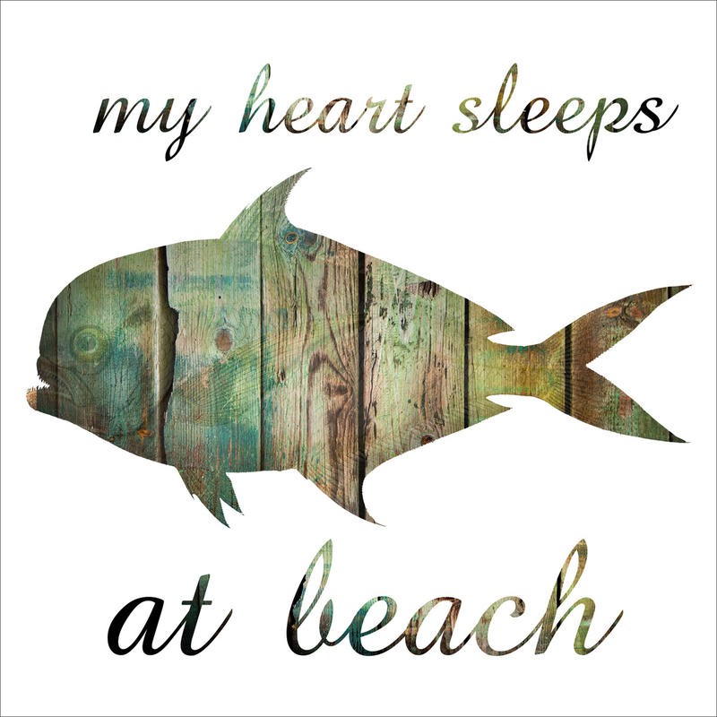 Sheldon Lewis, THE OCEAN II (Fisch, Holzpanel, shabby, maritim, Motivation, Kalligrafie, Inspiration,  Wunschgröße, Grafik, Badezimmer, Treppenhaus, bunt)