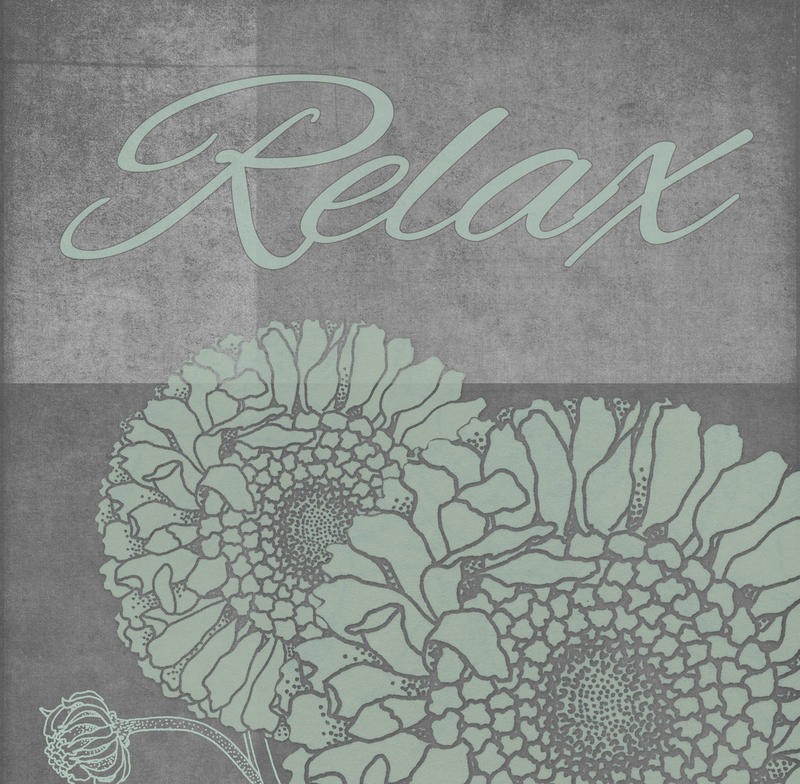Tina Carlson, SPA FLOWER RELAX (Motivation, Entspannung, Wellness, Typographie, florale Muster, Grafik, Wunschgröße, Wohnzimmer, Treppenhaus, Schlafzimmer, grau/braun)