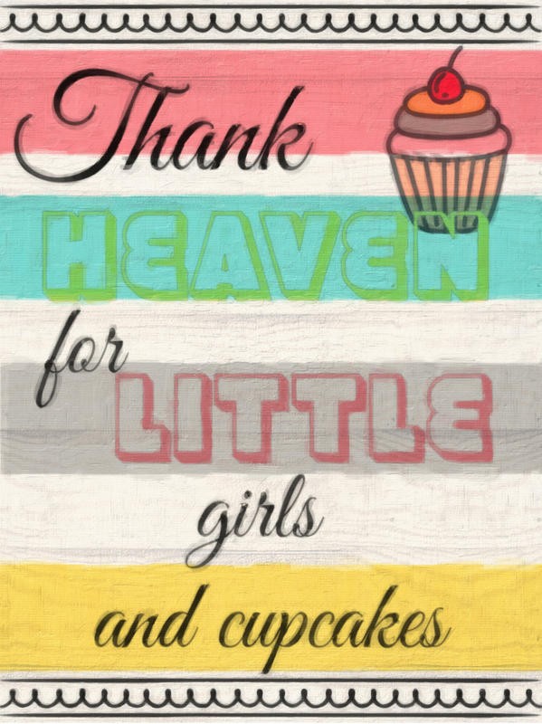 Taylor Greene, LITTLE GIRLS II (Cupcake, Kuchen, Kirsche, kleine Mädchen, Wunschgröße, Grafik, Typografie, Kinderzimmer, bunt)