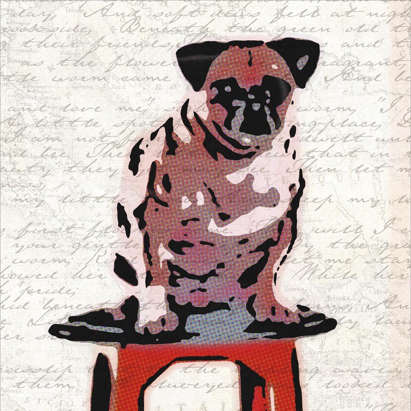 Taylor Greene, MAN´S BEST FRIEND IV (Hund, Sockel, Kalligrafie, Brief, Tierliebe, Freundschaft,  Treue, Grafik, Wunschgröße, Treppenhaus, Wohnzimmer, rot)