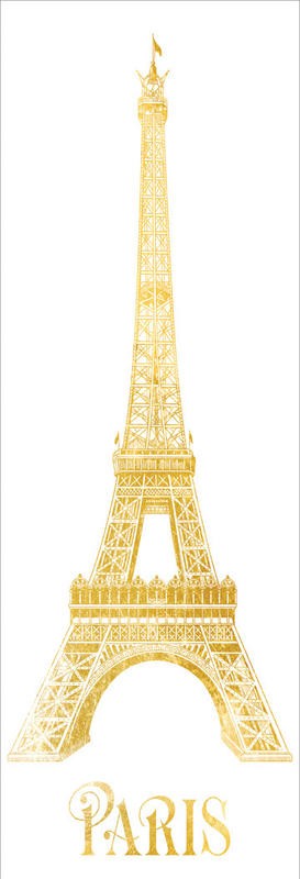 Victoria Brown, GOLD FOIL PARIS I (Paris, Wahrzeichen, Eiffelturm, Architektur, plakativ, Grafik, Wohnzimmer, Treppenhaus, Wunschgröße, goldfarben)