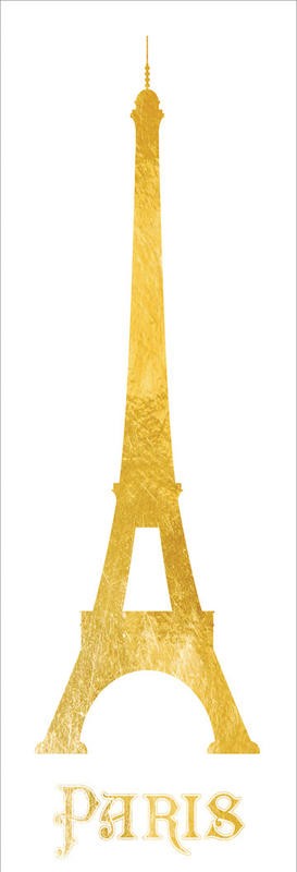 Victoria Brown, GOLD FOIL PARIS II (Paris, Wahrzeichen, Eiffelturm, Architektur, plakativ, Grafik, Wohnzimmer, Treppenhaus, Wunschgröße, goldfarben)