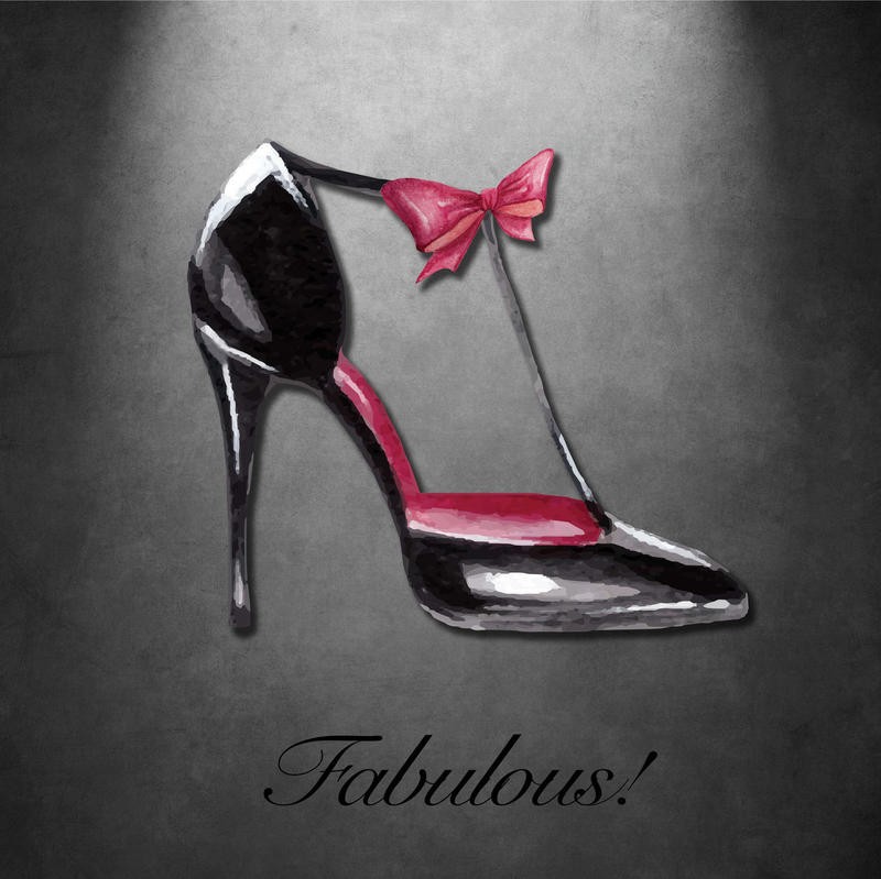 Victoria Brown, FASHION FABULOUS I (Schuh, Mode, High Heels, Lackschuh, Pfennigabsatz, Chic, Grafik, Jugendzimmer, Treppenhaus, Wohnzimmer, Wunschgröße, schwarz/pink)
