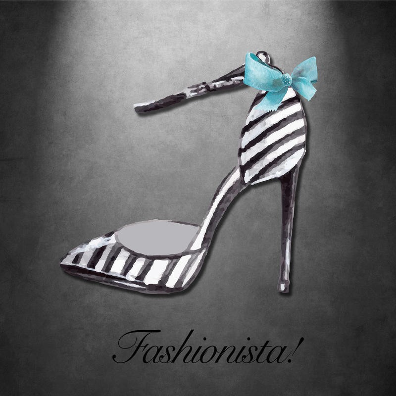 Victoria Brown, FASHION FABULOUS III (Schuh, Mode, High Heels, Zebrastreifen, Pfennigabsatz, Chic, Grafik, Jugendzimmer, Treppenhaus, Wohnzimmer, Wunschgröße, schwarz/weiß)