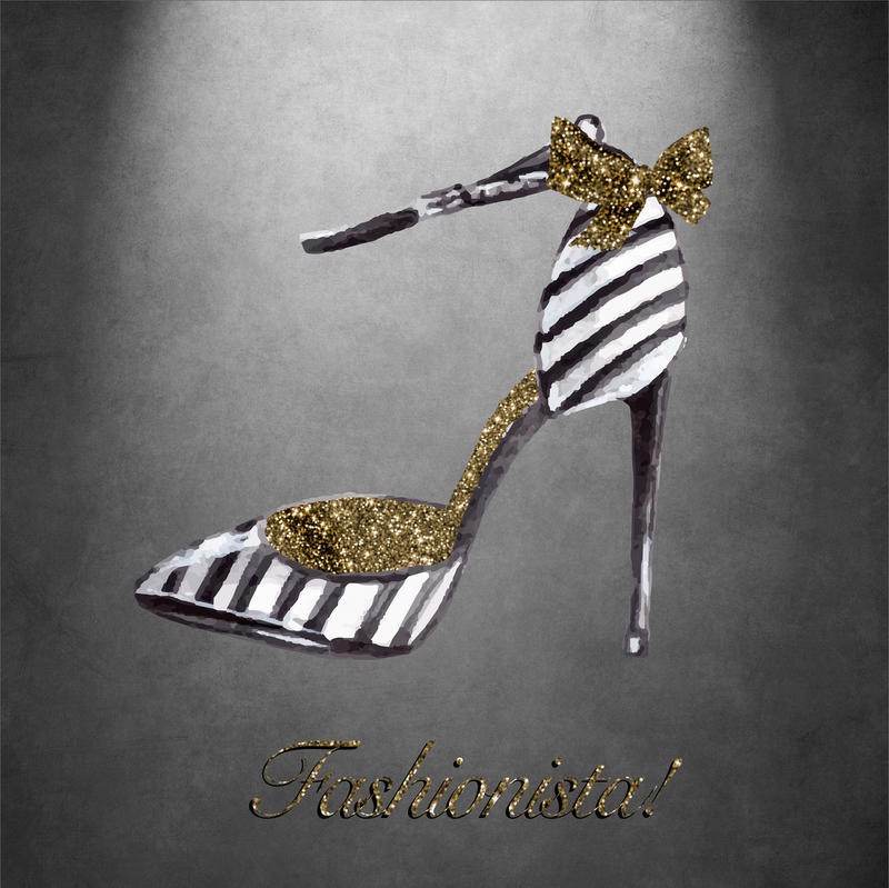 Victoria Brown, FASHION FABULOUS IV (Schuh, Mode, High Heels, Zebrastreifen, Pfennigabsatz, Chic, Grafik, Jugendzimmer, Treppenhaus, Wohnzimmer, Wunschgröße, schwarz/weiß)