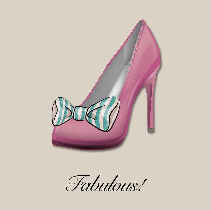 Victoria Brown, FRESH FASHION I (Schuh, Mode, High Heels, Schleife, Pfennigabsatz, Chic, Grafik, Jugendzimmer, Treppenhaus, Wohnzimmer, Wunschgröße, rosa)